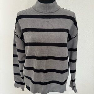 New never worn! Gray and Black Striped Turtleneck Sweater